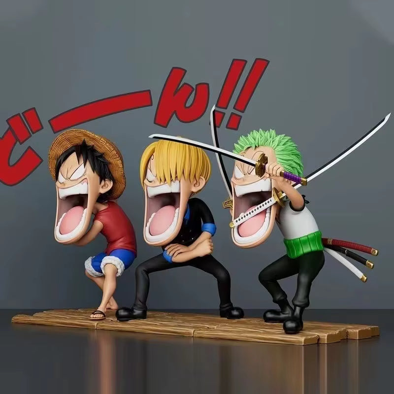 ⭐ Figurines One Piece – Trio Affamé (Luffy, Sanji, Zoro) – Version Expressive 15 cm