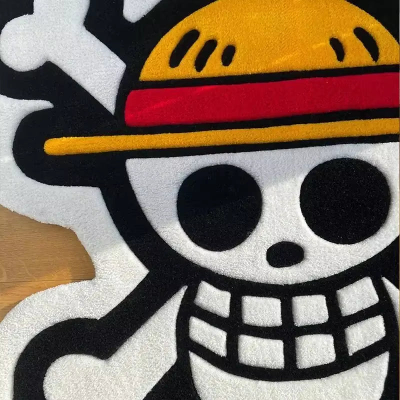 Tapis One Piece — Jolly Roger Luffy, antidérapant, confortable & décoratif