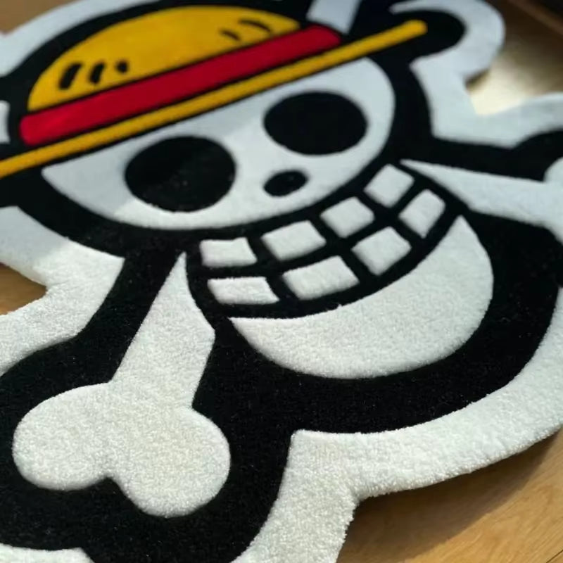 Tapis One Piece — Jolly Roger Luffy, antidérapant, confortable & décoratif