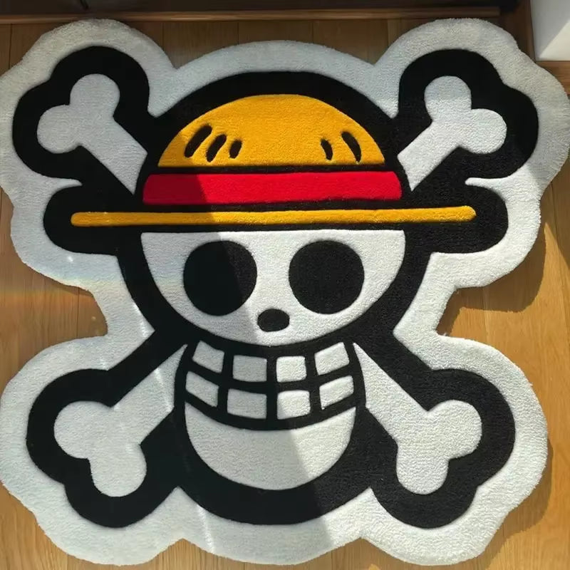 Tapis One Piece — Jolly Roger Luffy, antidérapant, confortable & décoratif